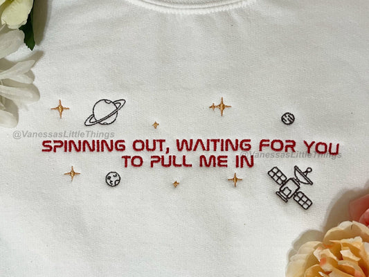 Spinning Out Embroidered Crewneck