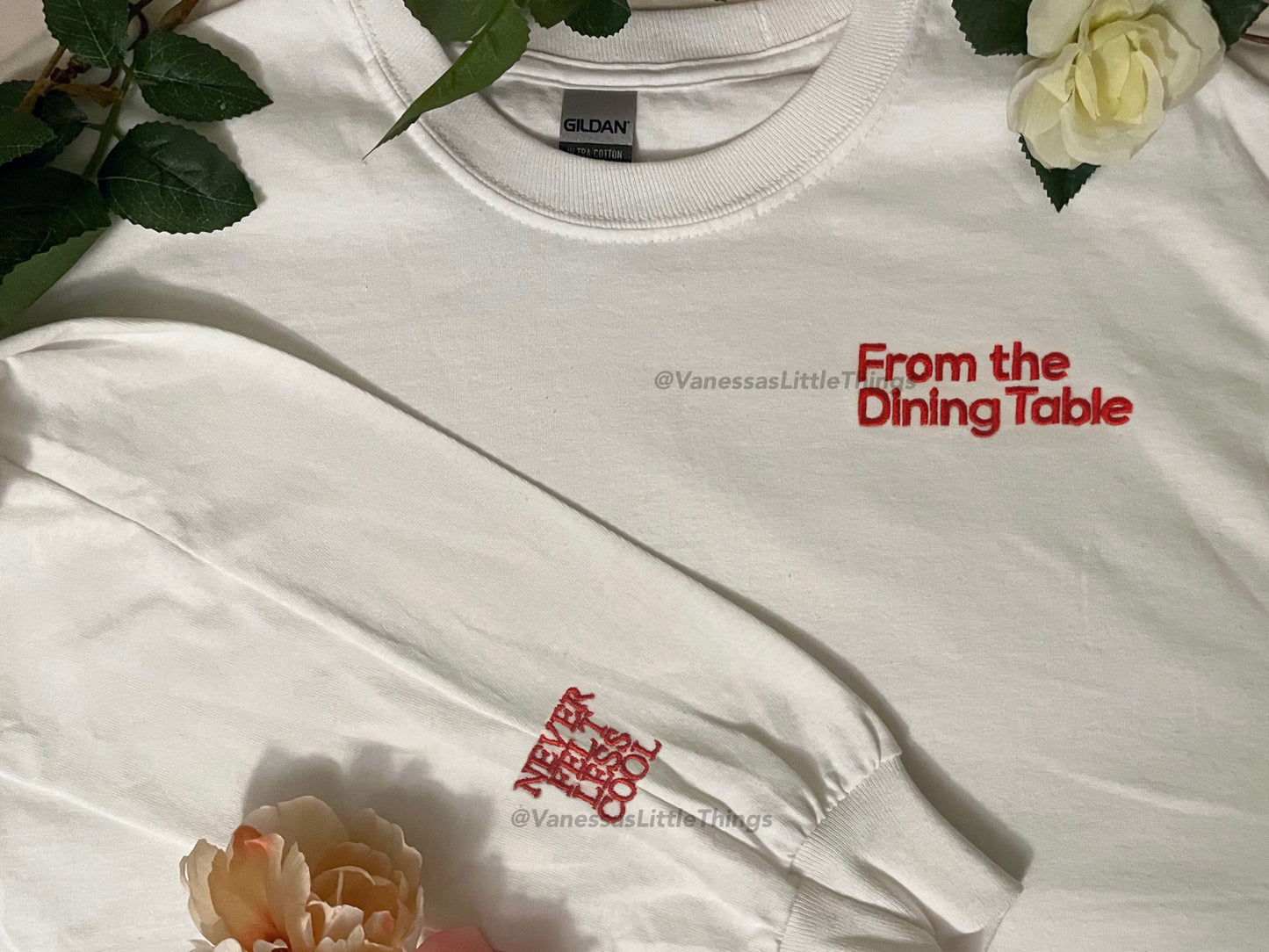 Dining Table Embroidered Long Sleeve or Crewneck