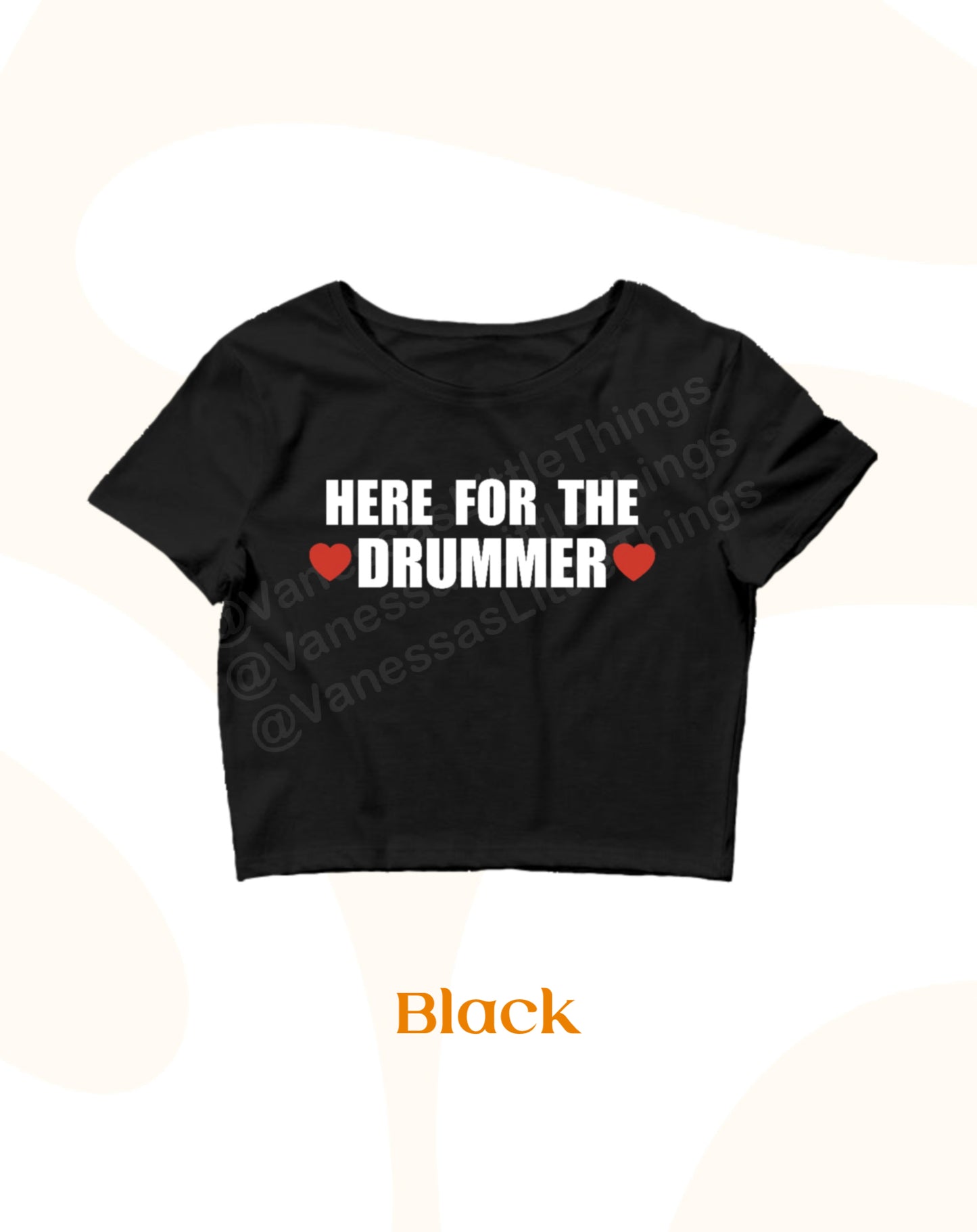 Here For The Drummer Crop Top Baby Tee