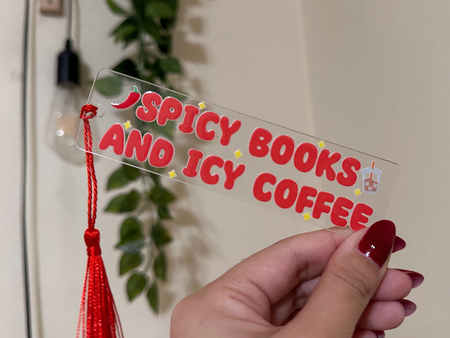 Spicy Books And Icy Coffee Acrylic Bookmark