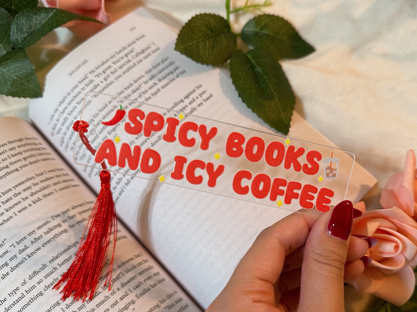 Spicy Books And Icy Coffee Acrylic Bookmark