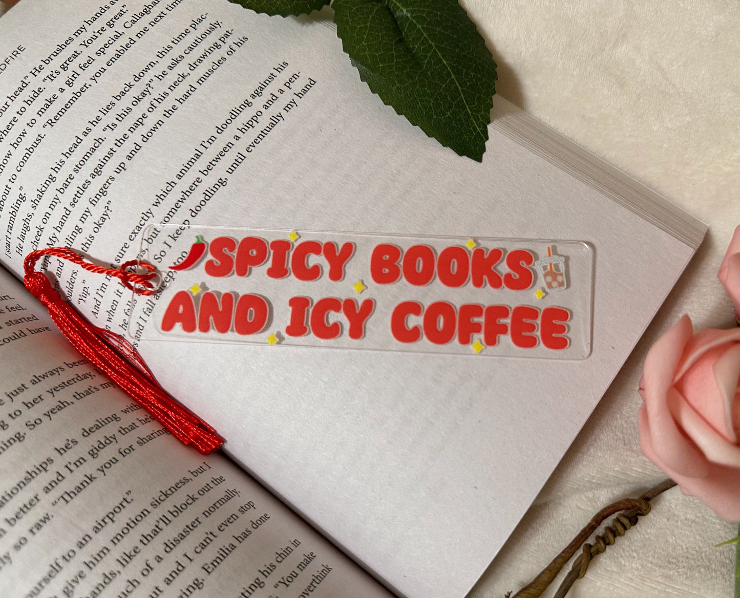 Spicy Books And Icy Coffee Acrylic Bookmark